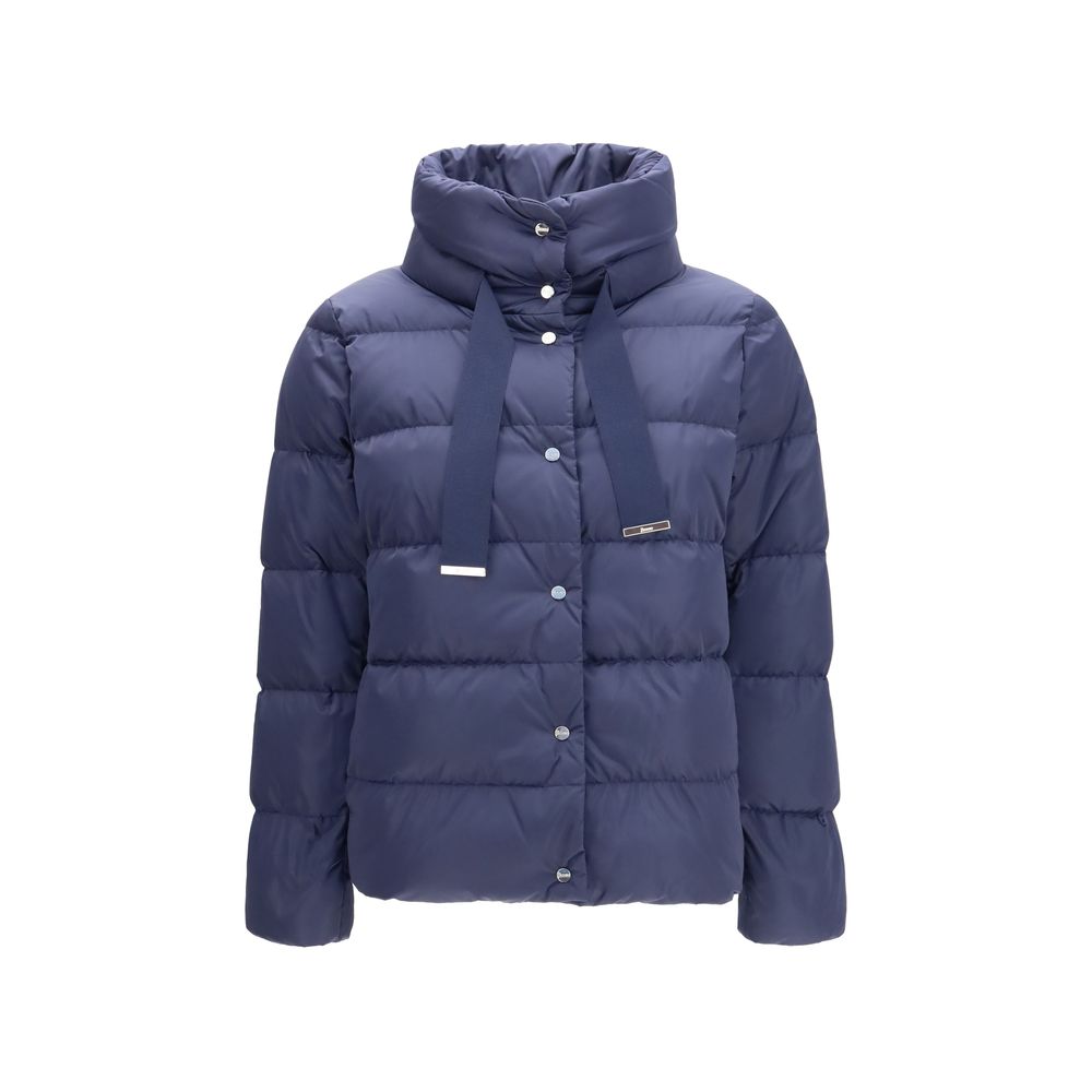 Blue Polyester Full-Length Jacket