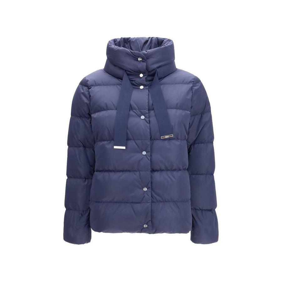 Blue Polyester Full-Length Jacket