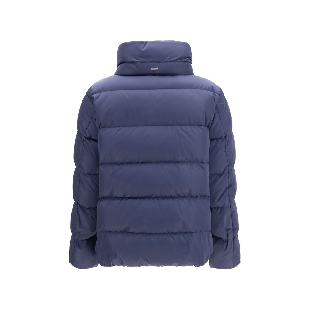 Blue Polyester Full-Length Jacket