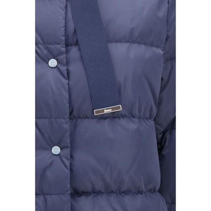Blue Polyester Full-Length Jacket