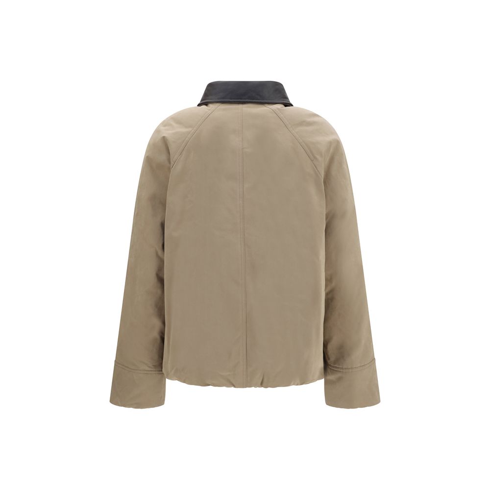 Beige Cotton Leather Jacket