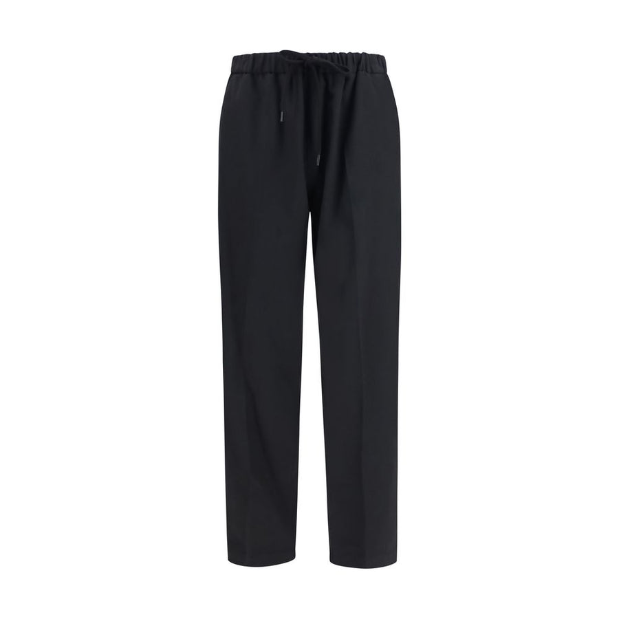 Black Polyester Casual Pants