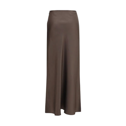 Brown Silk Long Skirt