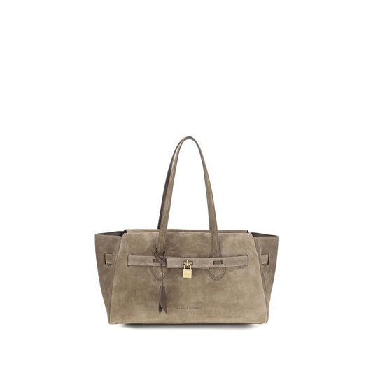 Beige Suede Leather Shoulder Bag