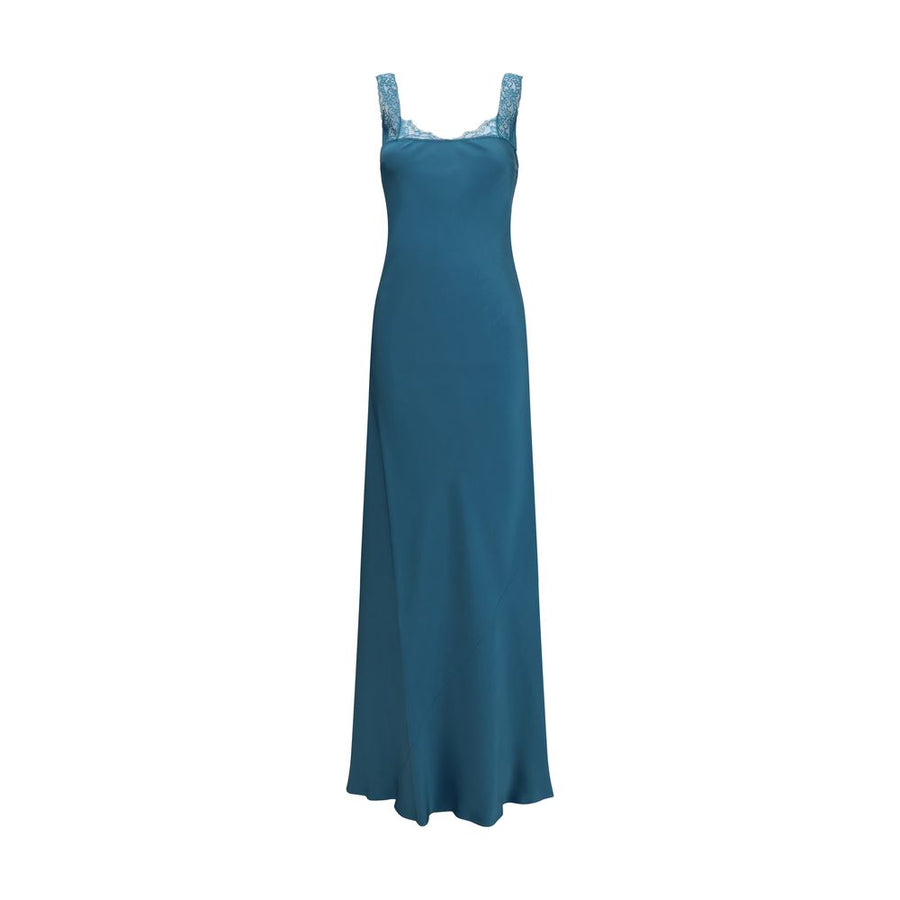 Blue Acetate Long Dress