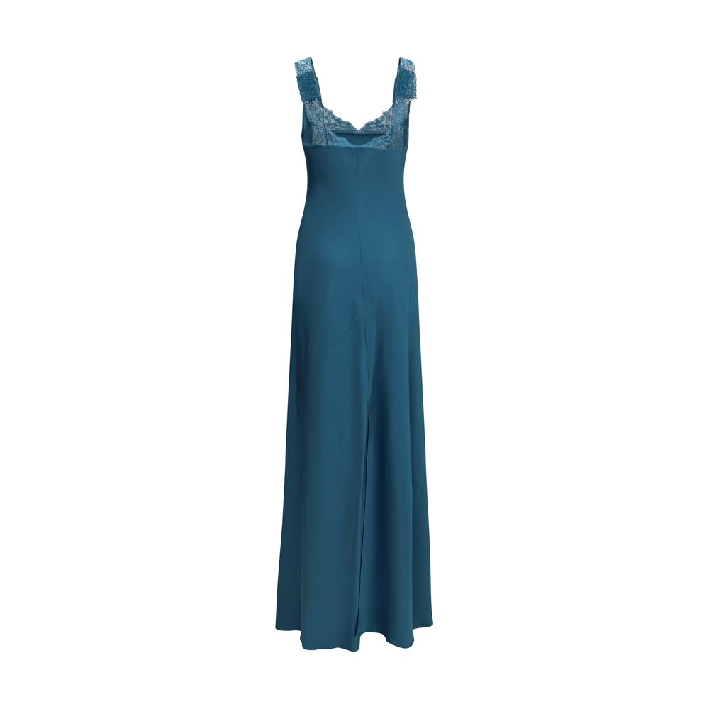 Blue Acetate Long Dress