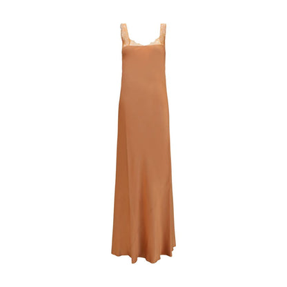 Beige Acetate Long Dress