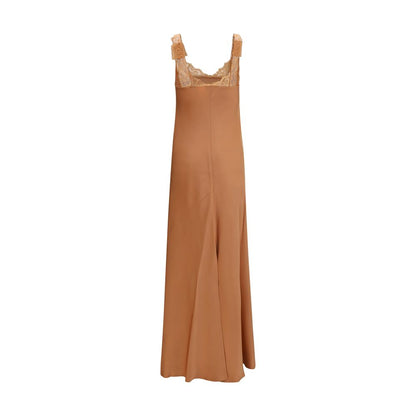 Beige Acetate Long Dress