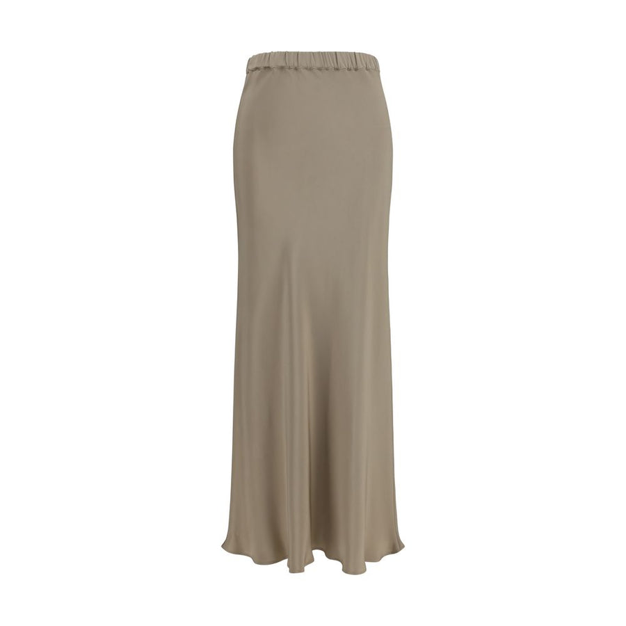 Beige Silk Long Skirt