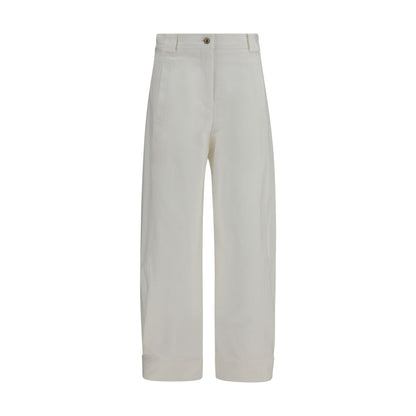 White Cotton Cropped Pants