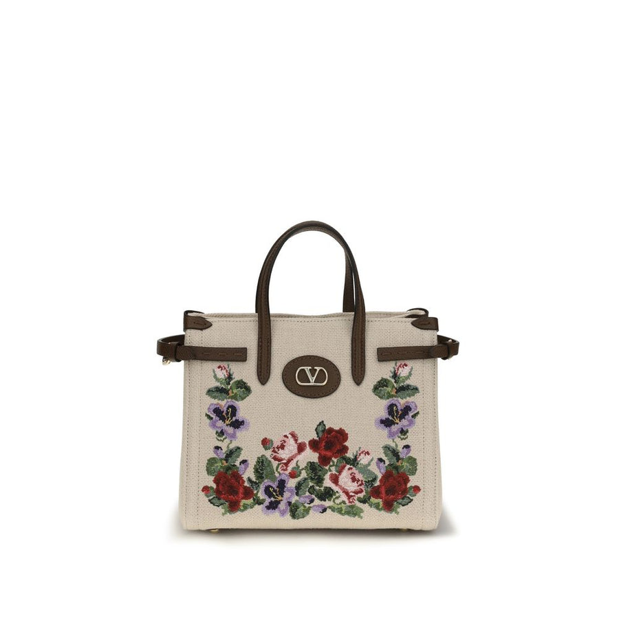 Beige Linen Shoulder Bag