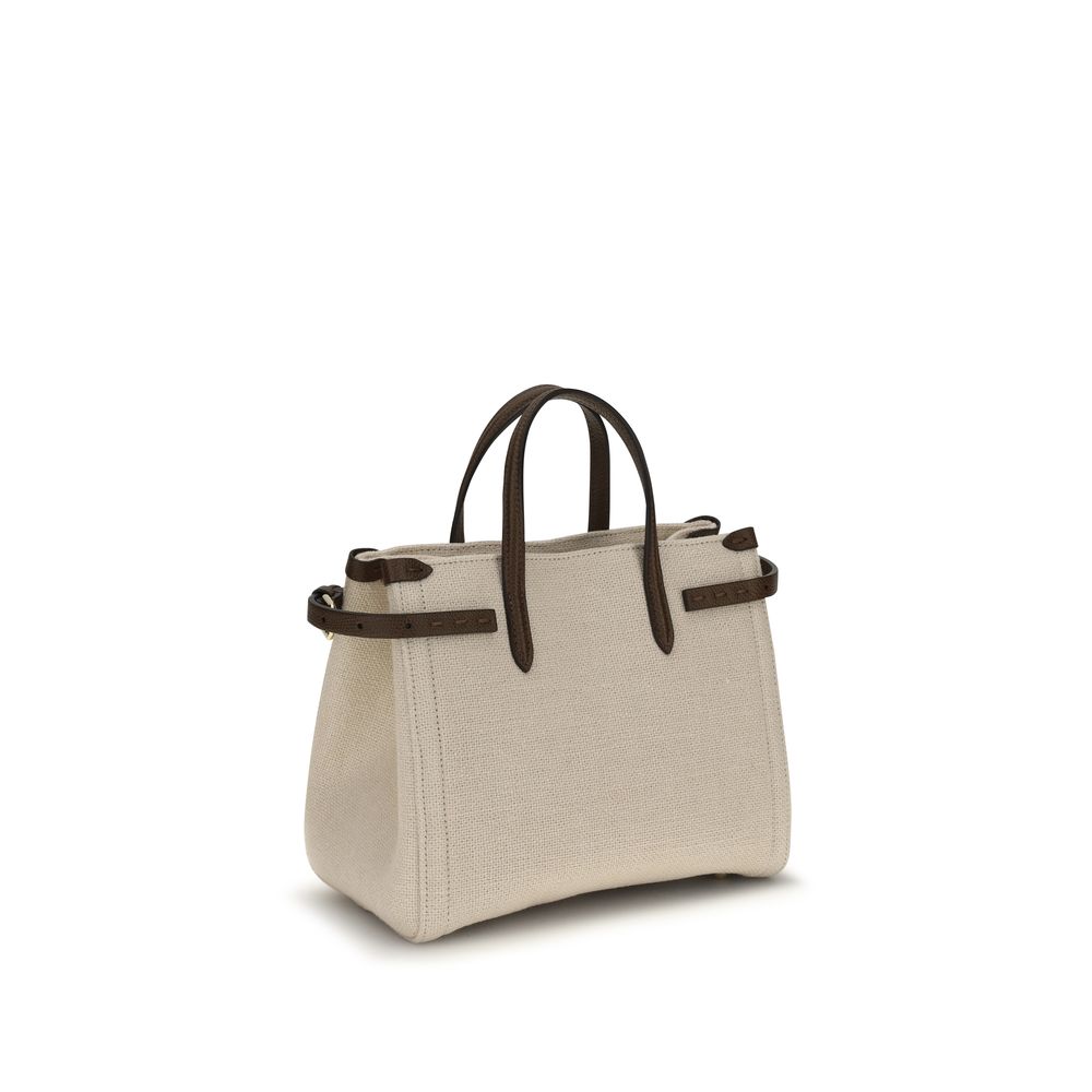 Beige Linen Shoulder Bag