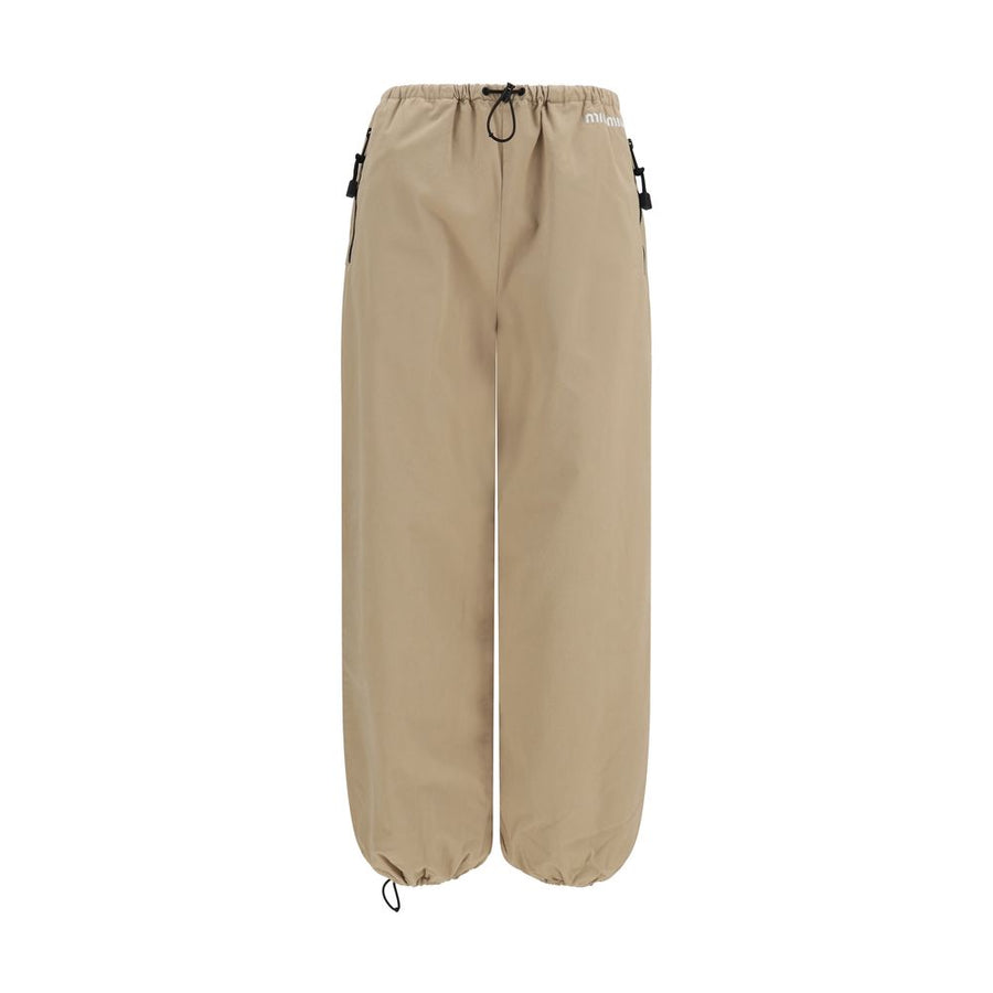 Beige Cotton Athletic Pants
