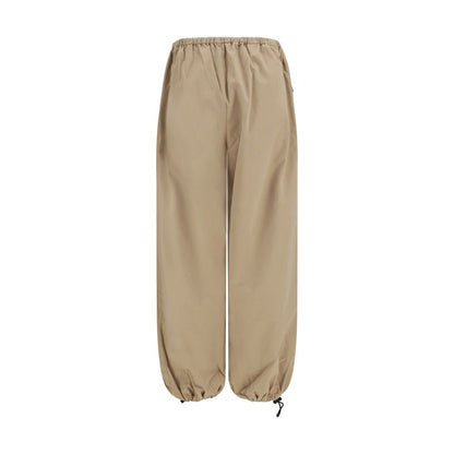 Beige Cotton Athletic Pants