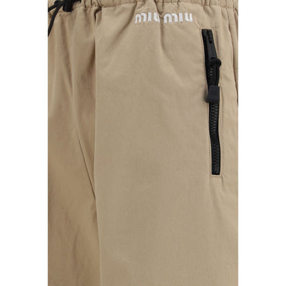 Beige Cotton Athletic Pants