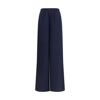 Blue Silk Casual Pants