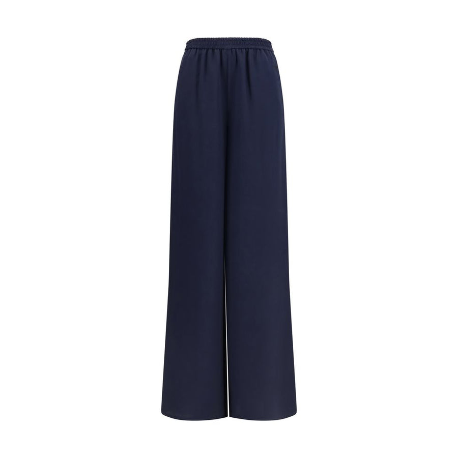 Blue Silk Casual Pants