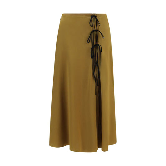 Bicolor Acetate Midi Skirt