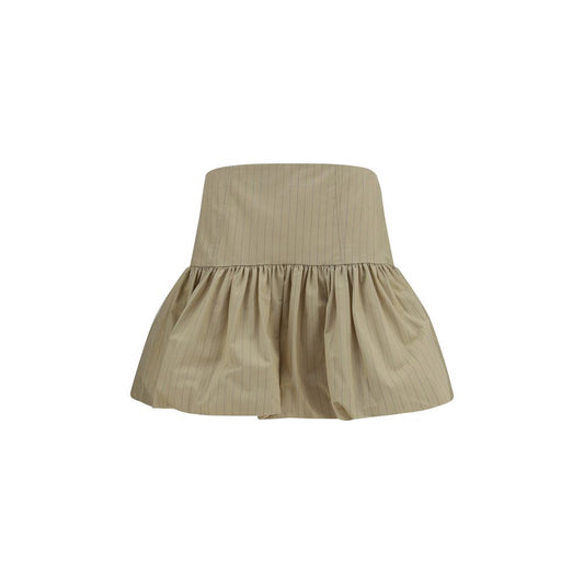 Beige Cotton Mini Skirt
