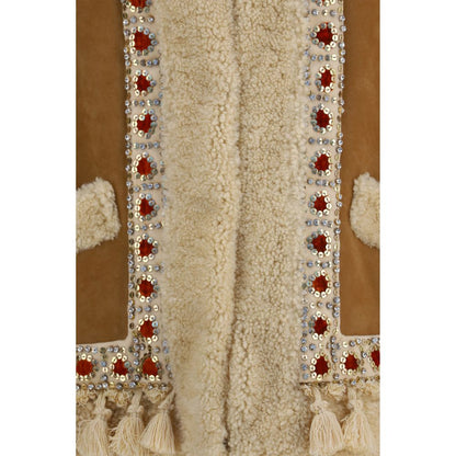 Beige Lamb Ovis Aries Aries Sleeveless Jacket
