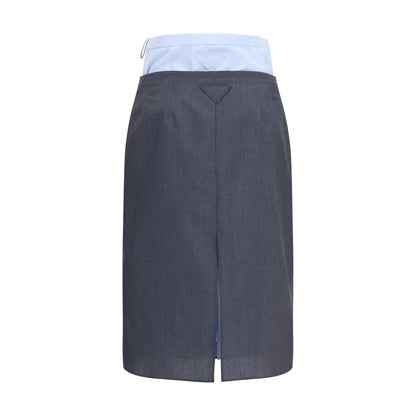 Gray Cotton Midi Skirt