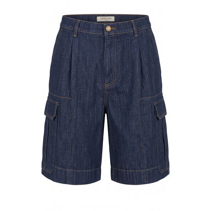 Blue Cotton Blend Men's Short