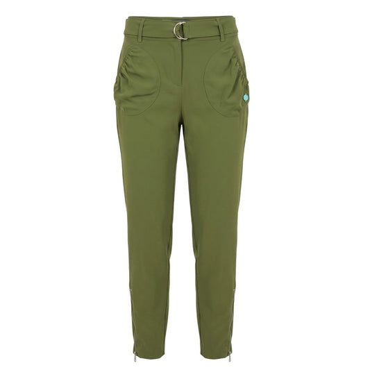 Green Polyester Women Pants
