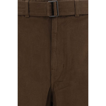 Brown Cotton Casual Pants