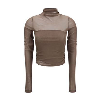 Brown Polyamide Pattern Shirt