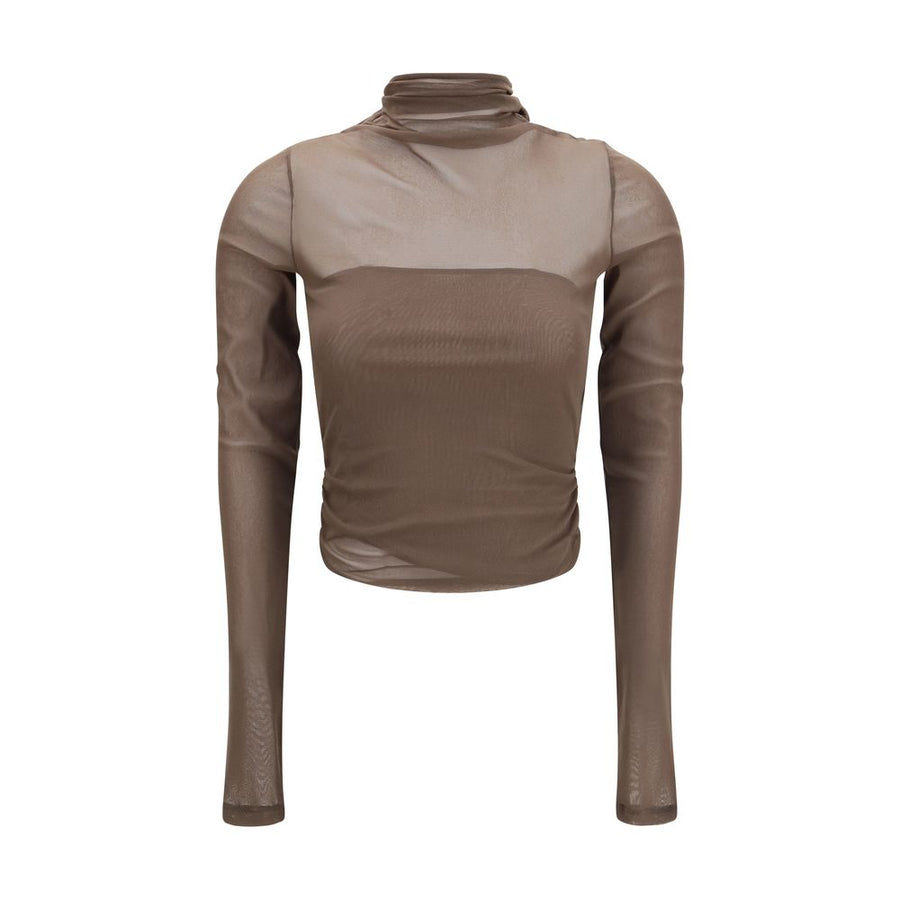 Brown Polyamide Pattern Shirt