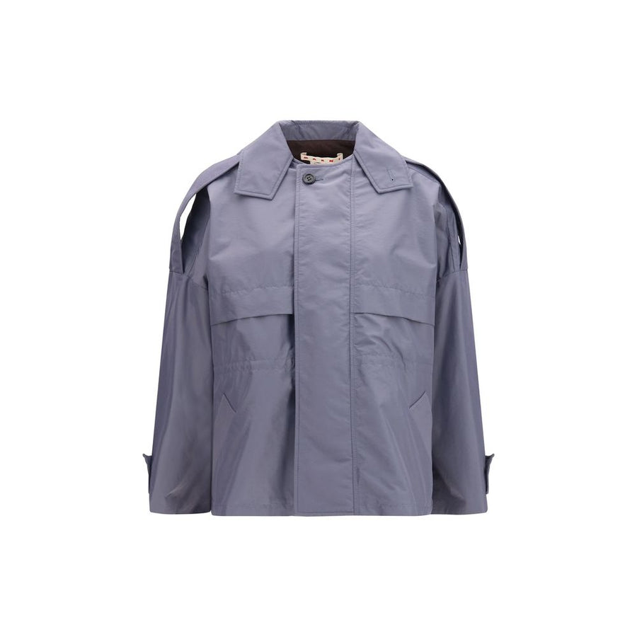 Gray Polyamide Full-Length Jacket
