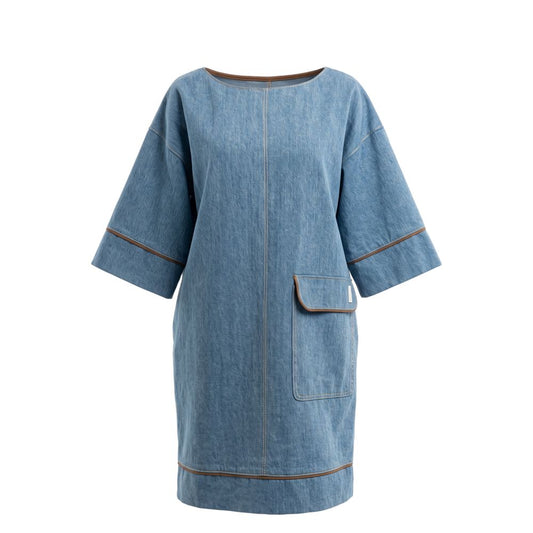 Blue Cotton Women Dress