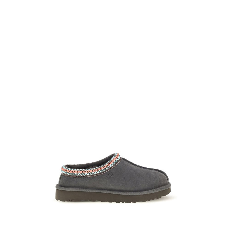 Gray Leather Mules