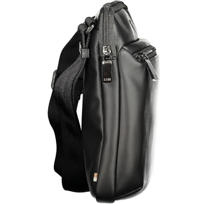 Black Polyurethane Men's Shoulder Bag