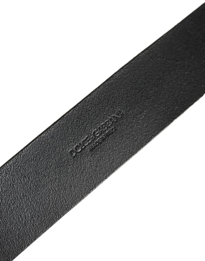 Black Leather Brushed Metal Buckle Men Belt