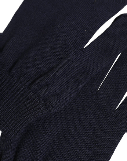Men Dark Blue Cashmere Knitted Winter Gloves