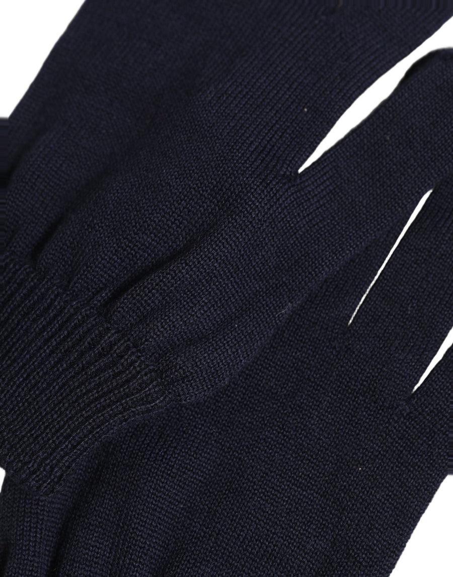 Men Dark Blue Cashmere Knitted Winter Gloves
