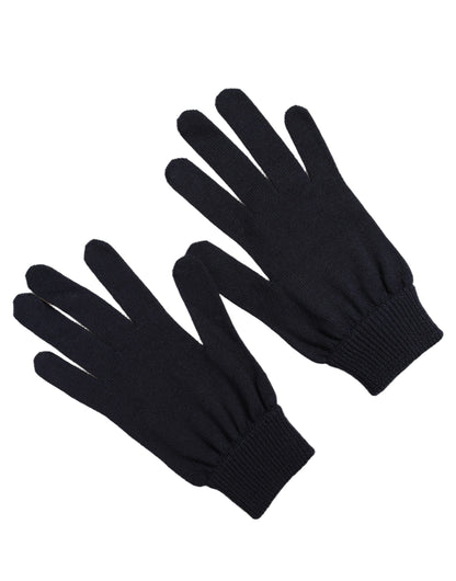Men Dark Blue Cashmere Knitted Winter Gloves