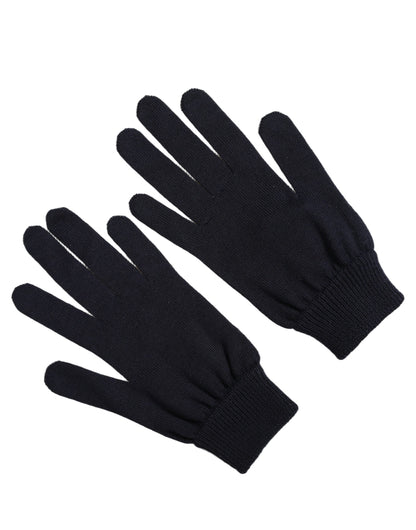 Men Dark Blue Cashmere Knitted Winter Gloves
