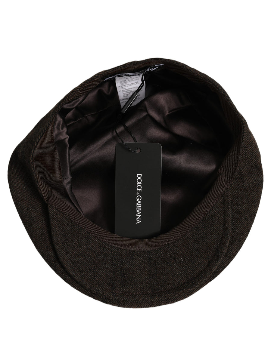 Men Brown Cotton Flat Cloth Newsboy Cap Hat