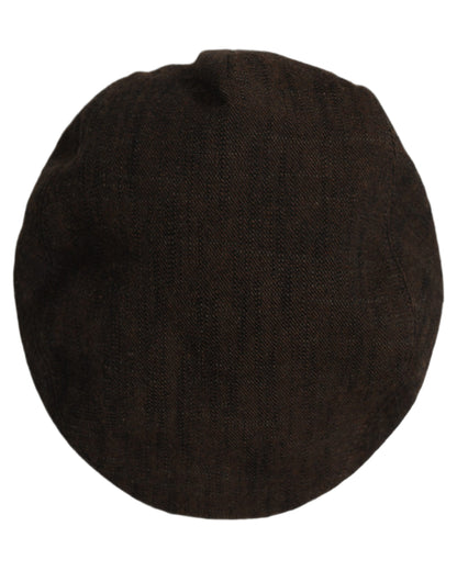 Men Brown Cotton Flat Cloth Newsboy Cap Hat