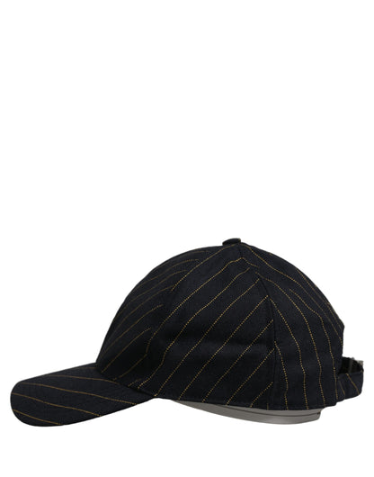 Black Gold Pinstriped Cotton Baseball Cap Hat