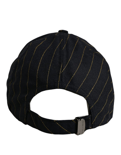 Black Gold Pinstriped Cotton Baseball Cap Hat
