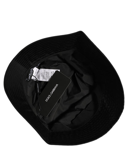 Men Black Nylon Wide Brim Bucket Capello Hat