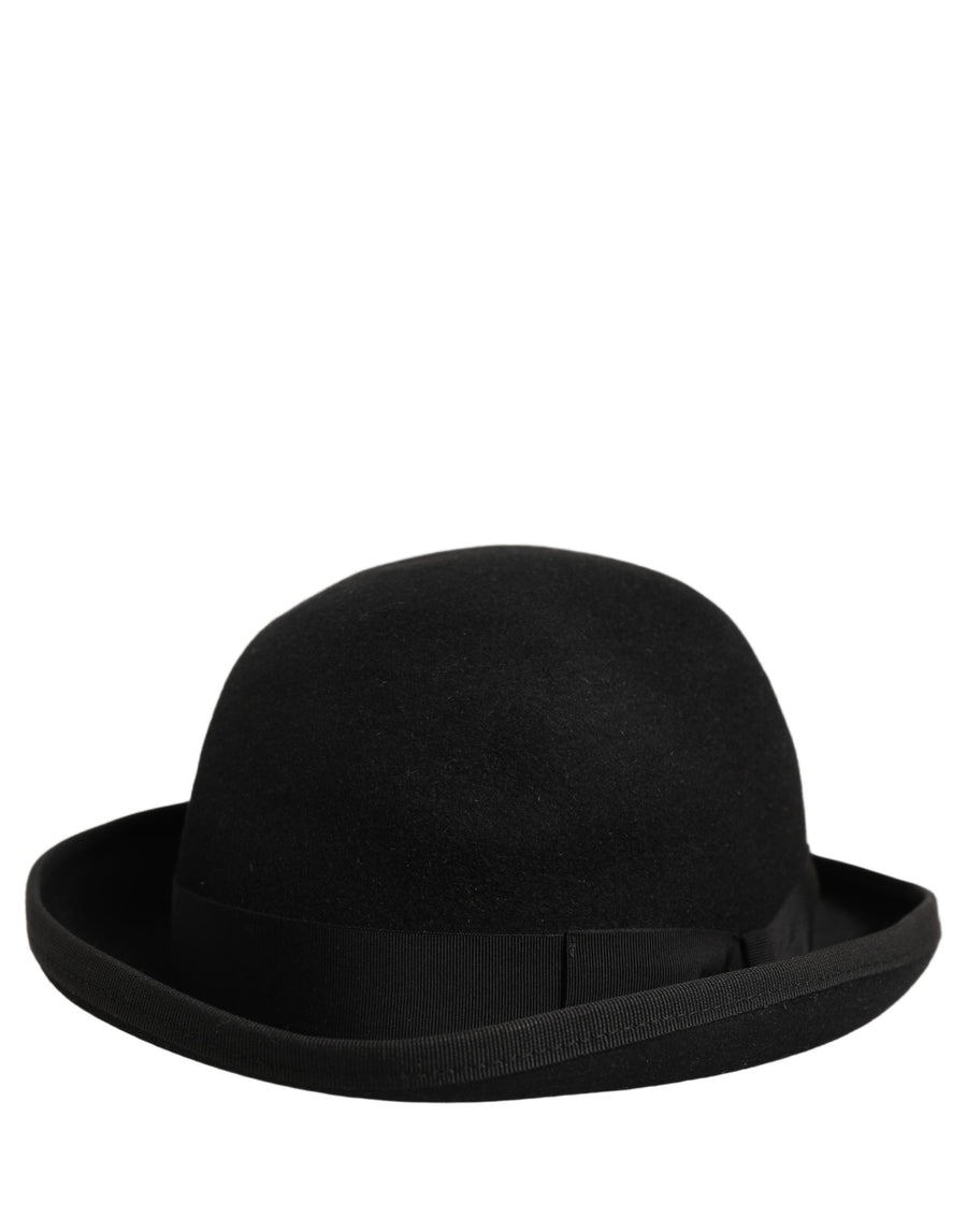 Men Black Rabbit Fur Felt Bowler Capello Hat