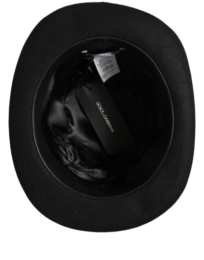 Men Black Rabbit Fur Felt Bowler Capello Hat