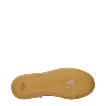 Beige Leather Low Top Sneakers