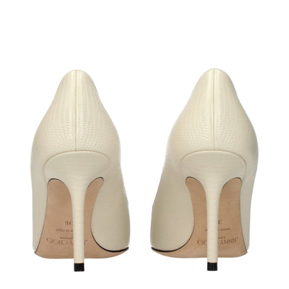 Beige Leather High Heel Pumps