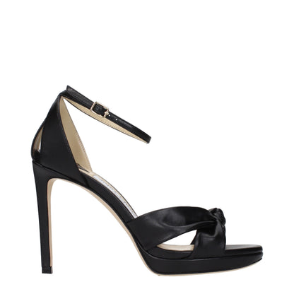 Black Leather Platform Sandals