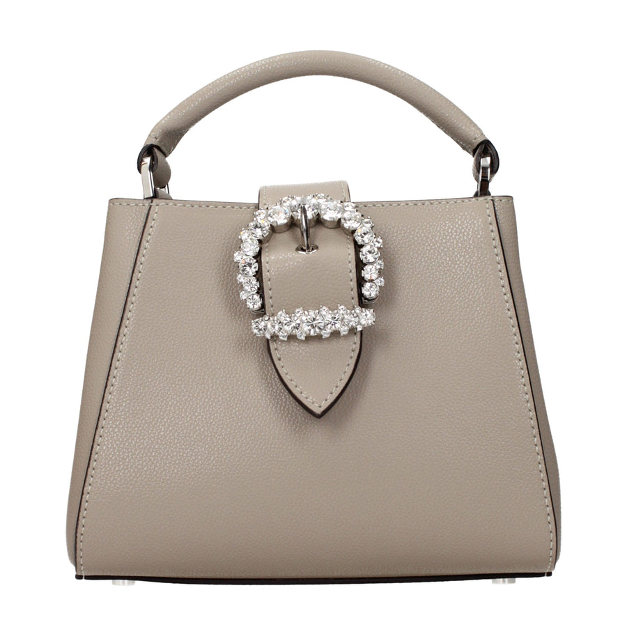 Gray Leather Handbag